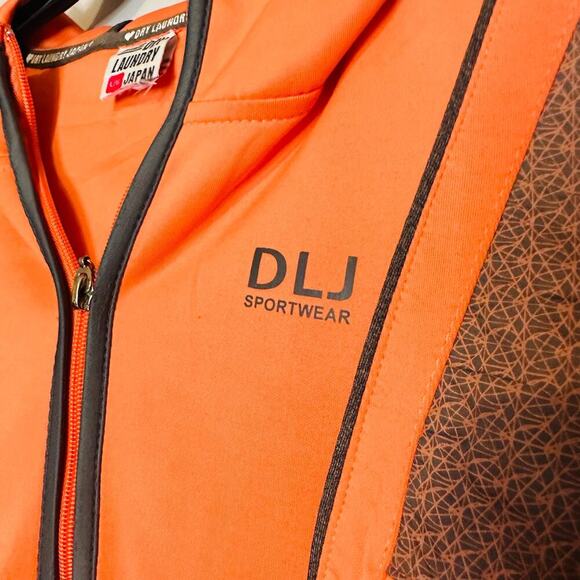 DLJ Sportswear Fluorescent Orange Zip Up Hooded Two Pocket Track Jacket Size L - Picture 8 of 13